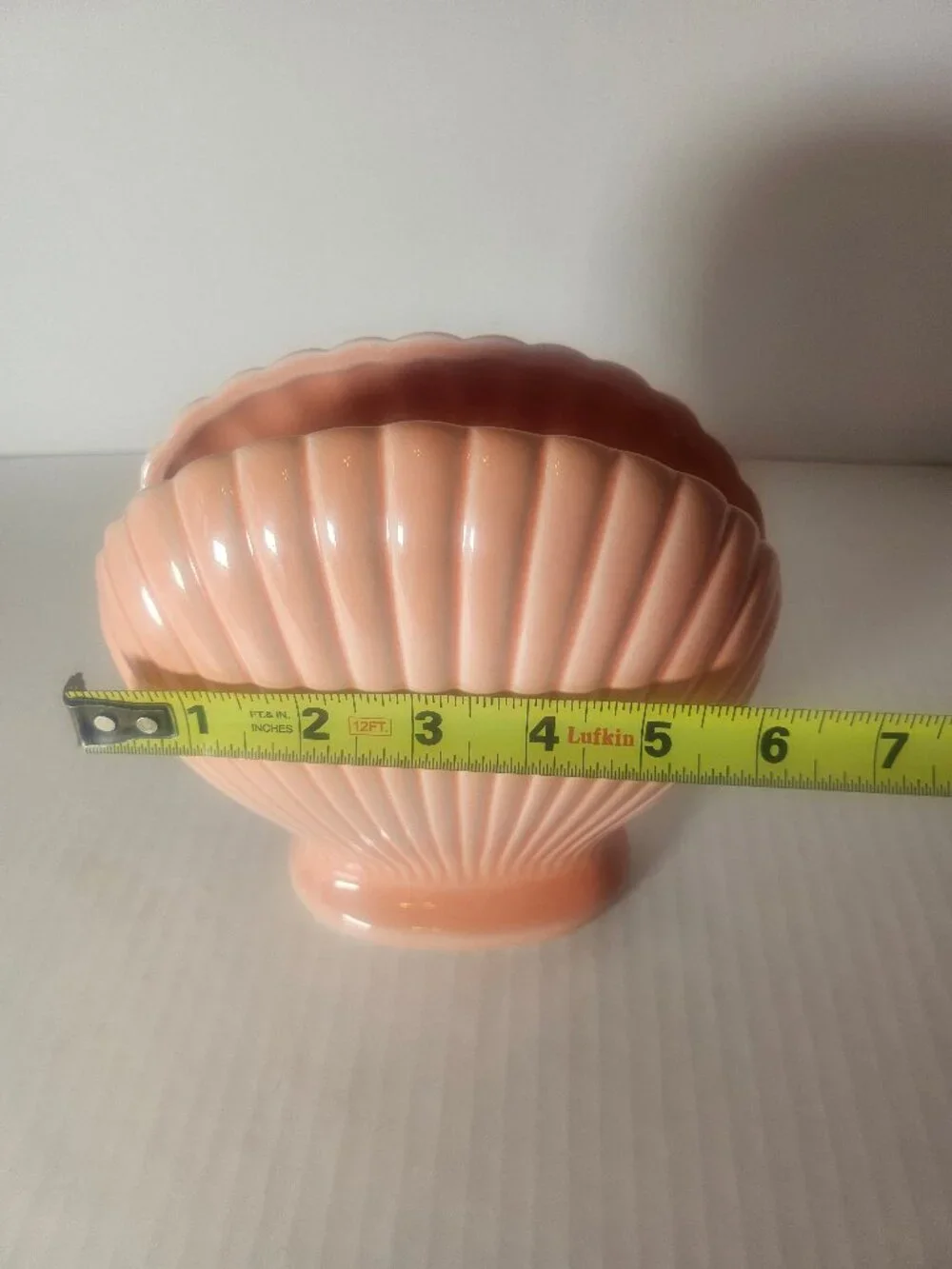 Vintage Pink Coral Scallop Clamshell Planter Vase Made in Japan Nautical Decor